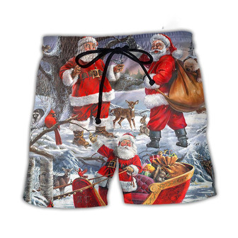 Christmas Funny Santa Claus Happy Xmas Is Coming Lovely Beach Short | Seseable UK