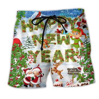 Christmas Happy New Year Snow Beach Short - Seseable