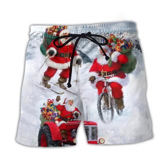 Christmas Having Fun With Santa Claus Gift For Xmas Beach Short - Seseable