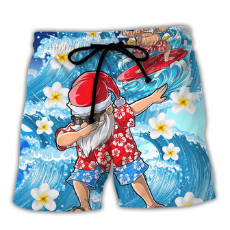 Christmas In July Dabbing Santa Funny Summer Beach Short - Seseable