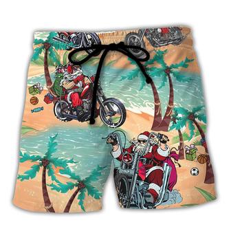 Christmas In July Driving With Santa Claus On Summer Beach- Beach Short - Seseable