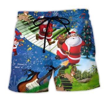 Christmas Jumping On Musical Instrument Beach Short - Seseable