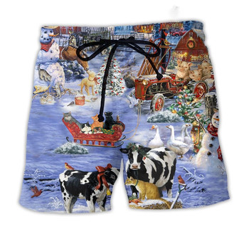Christmas Love Farm Funny Beach Short | Seseable UK