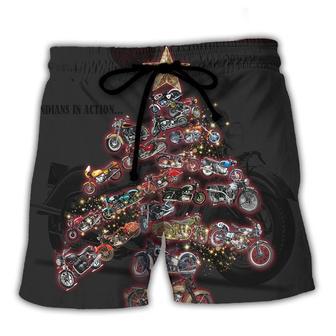 Christmas Motorcycle Tree Retro Style Beach Short - Seseable