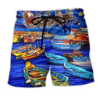 Christmas Santa Boat Lover Beach Short - Seseable