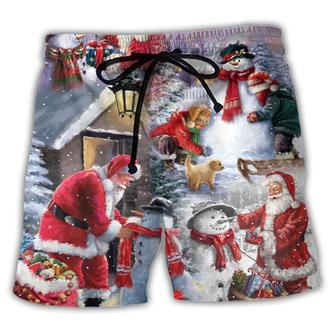 Christmas Santa Claus Buil Snowman Gift For You Beach Short - Seseable