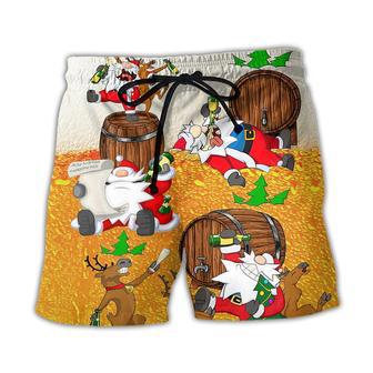 Christmas Santa Claus Drunk Beer Funny Happy Xmas Beach Short - Seseable