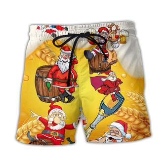 Christmas Santa Claus Drunk Beer Funny Troll Xmas Beach Short - Seseable