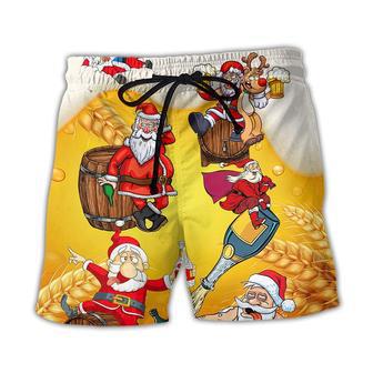 Christmas Santa Claus Drunk Beer Funny Troll Xmas Beach Short - Seseable