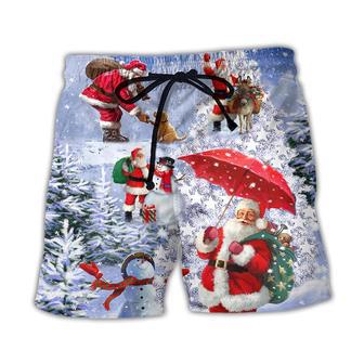 Christmas Santa Is Always With You Story Night Christmas Tree Beach Short - Seseable