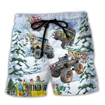 Christmas Santa Riding Monster Jeep Beach Short | Favorety DE