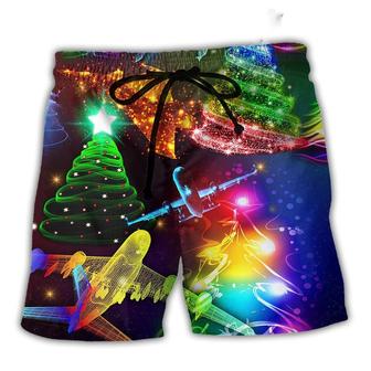 Combat Aircraft Christmas Merry Everything Happy Always Beach Short - Seseable