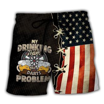 Darts Independence Day My Drinking Team Beach Short - Seseable