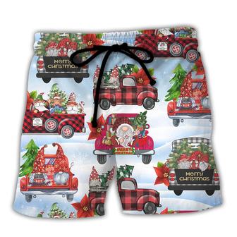 Gnome And Christmas Truck Merry Xmas Beach Short - Seseable