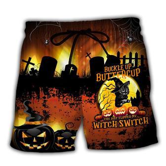 Halloween Cat Buckle Up Buttercup Beach Short - Seseable