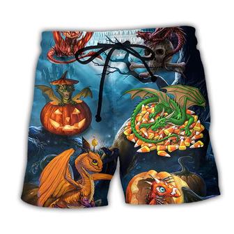 Halloween Dragon Pumpkin Scary Sky Night Beach Short - Seseable