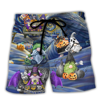 Halloween Gnome Spooky Inviting Haunted House Beach Short - Seseable