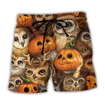 Halloween Owl Pumpkin Pattern Beach Short - Seseable