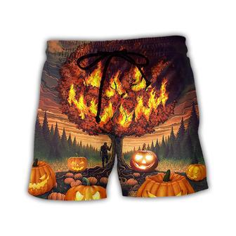 Halloween Pumpkin Burning Crazy Style Beach Short - Seseable