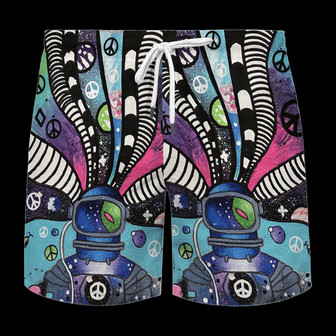 Hippie Art Astronauts To Enter The Peaceful World Beach Short For Men, Women - Seseable