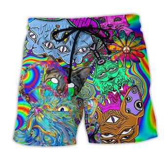 Hippie Cat Break My Mind Beach Short - Seseable