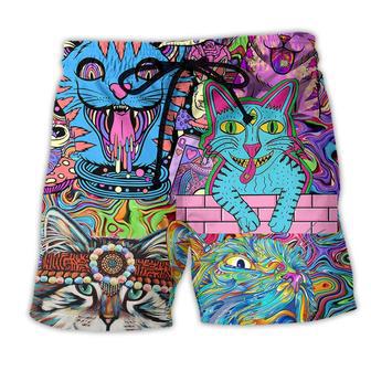 Hippie Cat Wonderful World Beach Short - Seseable