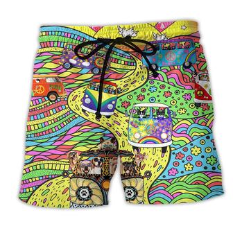 Hippie Dogs And Cats Peace Life Beach Short - Seseable