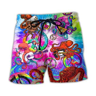 Hippie Funny Octopus Colorful Happy Tie Dye Art Style Beach Short - Seseable