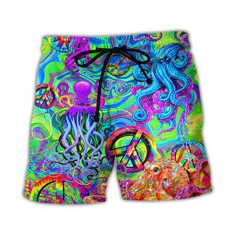 Hippie Funny Octopus Colorful Tie Dye Beach Short - Seseable