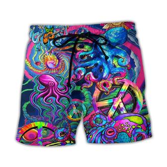 Hippie Funny Octopus Colorful Tie Dye Style Beach Short - Seseable