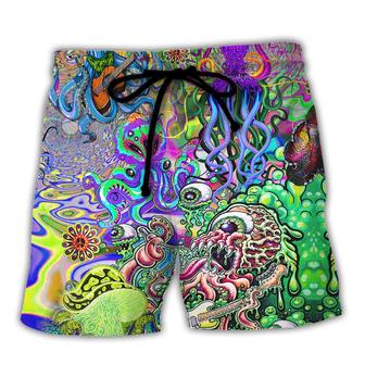 Hippie Funny Octopus Love Music Colorful Ocean Beach Short - Seseable