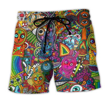 Hippie Mushroom Peaceful Life Beach Short - Seseable