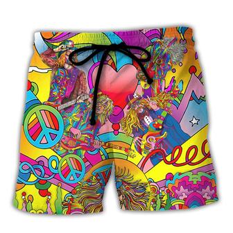 Hippie Music Guitar Psychedelic Musician Beach Short - Seseable
