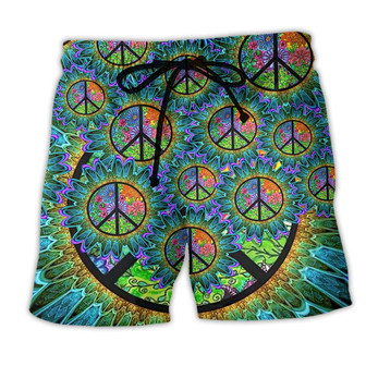 Hippie Peaceful Life Color Beach Short - Seseable