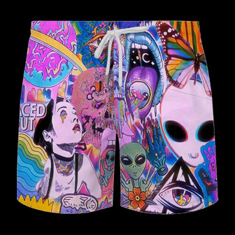 Hippie Weird World Good Vibes And Peace Beach Short For Men, Women | Seseable UK