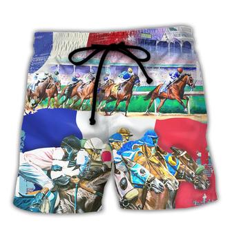 Horse France Horse Racing Amazing Seat Lover Style Beach Short - Seseable