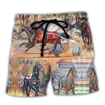 Horse Harness Racing On With Passion Beach Short - Seseable