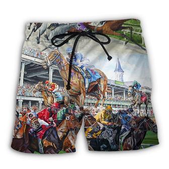 Horse Racing Be Strong Be Brave Beach Short - Seseable