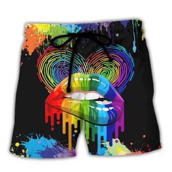 LGBT Lips The Color Of Happiness Beach Short - Seseable