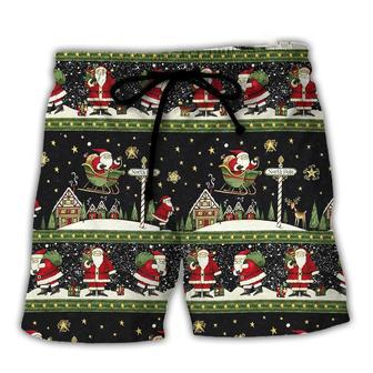 Merry Christmas Santa Claus Big Night Beach Short - Seseable