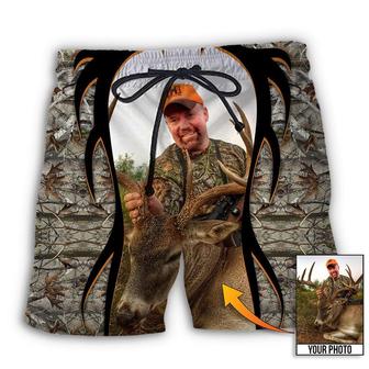Personalized Hunting Lover Cool Pattern Custom Photo Beach Short - Seseable