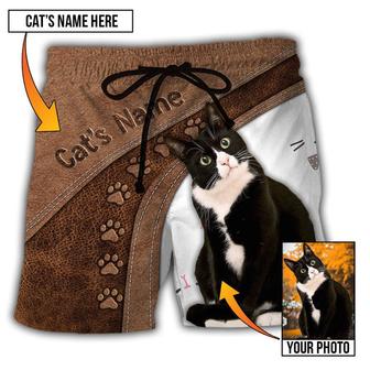 Photo Inserted Black Cat Is My Best Friend Beach Short - Seseable