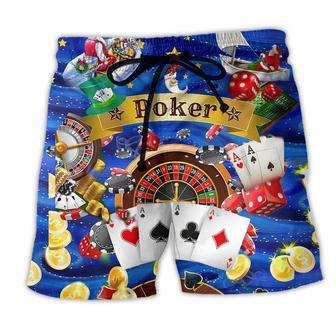 Poker Gambling Born To Play Forced To Work Style Beach Short - Seseable