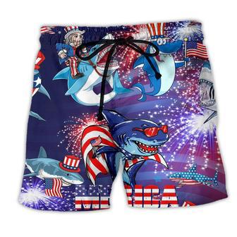 Shark Merica Patriotic Amazing Style Beach Short - Seseable