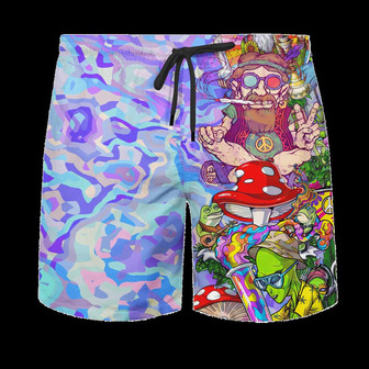 Stay Trippy Little Hippie Art Character Beach Short - Seseable