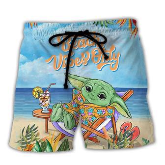 SW Cartoon Baby Yoda Beach Vibes Only Beach Short Family | Favorety UK