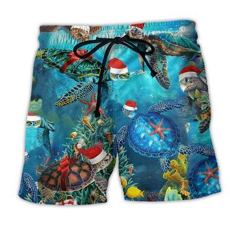 Turtle Love Christmas And Ocean Beach Short - Seseable