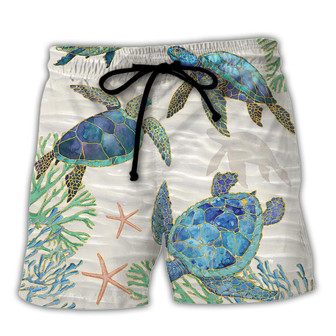 Turtle Peaceful Relaxing Calm Of The Beach And Ship With Sails Beach Short - Seseable