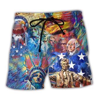 America My Patriotic Heart Beats Red White and Blue Freedom Beach Short - Seseable