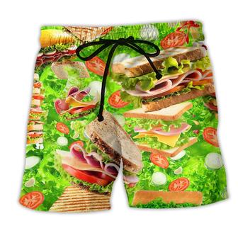 Food All You Need Is Love And A Tasty Sandwich Salad Beach Shorts - Seseable